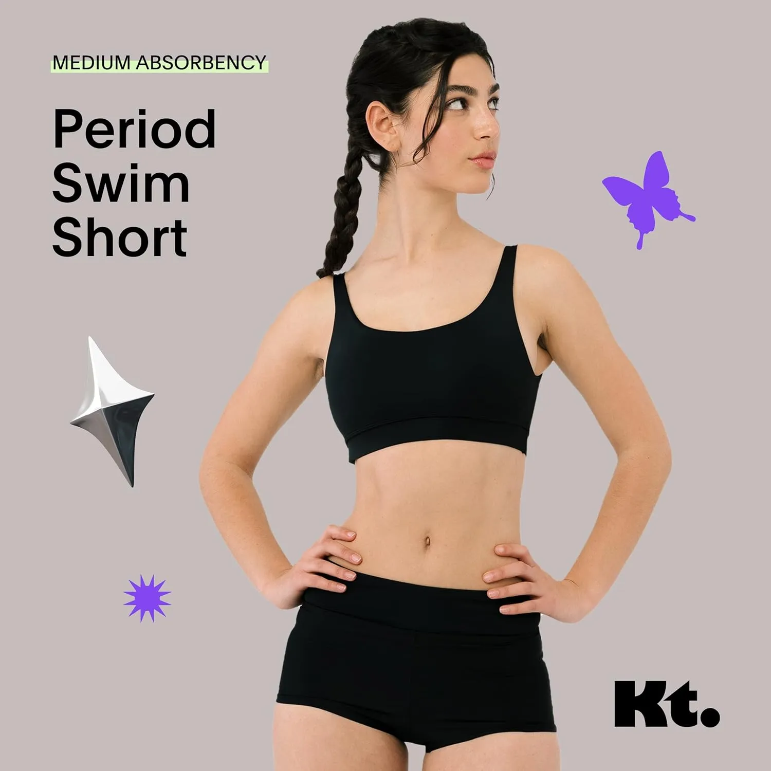 KNIX Kt Teen Period Swim Short, Period Swimwear for Teens, Swim Bottom, UPF 50  Fabric, Machine Washable