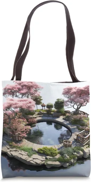Korean Zen Garden Blossoms Afloat in Circular Wonder Tote Bag