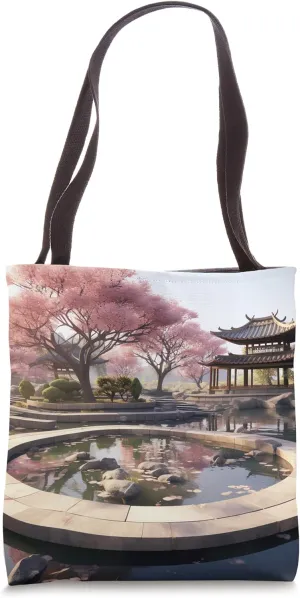 Korean Zen Garden Circular Beauty with Blossoms Afloat Tote Bag