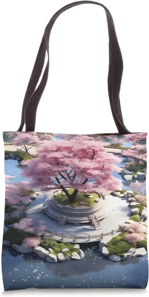 Korean Zen Garden Circular Beauty with Blossoms Afloat Tote Bag