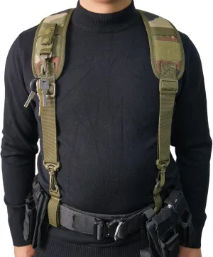 KUNN Tactical Suspenders Police Duty Belt Harness with Keychain and Belt Snap Hook