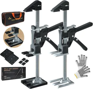 Labor Saving Arm Jack 2 Pack,15.5 Inch Stainless Steel Furniture Lifts with Handbag,Hand Furniture Jack Lift Tool for Installing Cabinets,Flooring&Windows,Load 660LBS