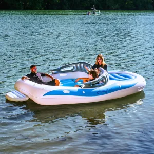Lake Floats for Adults Floating Island for Lake Inflatables Lake Toys for Adults and Family | Boat Floats for The Lake Includes Air Pump, Extendable Oars, Repair Kit and Carry Bag