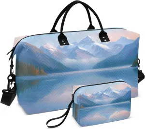 Lake Moutain Forest Landscape Duffel Bag for Traveling, Gym Bags with Multiple Interior Pockets for Women Men Toiletry Purse Included 20.5”x 1.9” x 13.8”