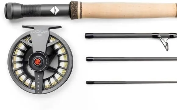 LAMSON | Liquid Combo Fly Fishing Rod and Reel Pre Spooled | Cordura Travel Tube & Padded Reel Case | U.S. Made Fly line | Medium Fast Action 9 Foot 4-Piece | 5wt   8wt with Fighting Butt