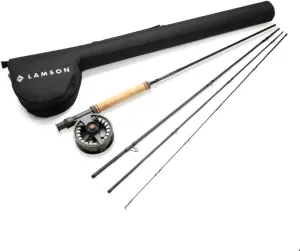 LAMSON | Liquid Combo Fly Fishing Rod and Reel Pre Spooled | Cordura Travel Tube & Padded Reel Case | U.S. Made Fly line | Medium Fast Action 9 Foot 4-Piece | 5wt   8wt with Fighting Butt