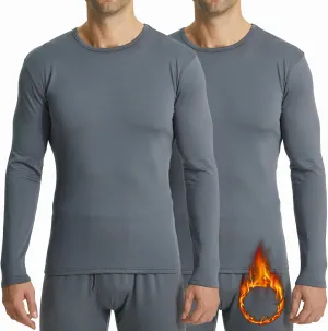 LANBAOSI Men's Crewneck Long Sleeve Thermal Undershirts 2 Pack - Base Layer for Cold Weather