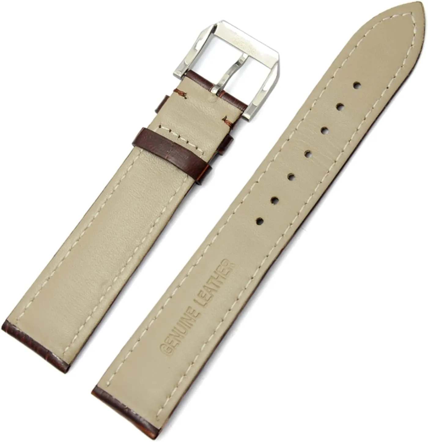 LAnGSHAW 19mm 20mm 21mm 22mm 24mm Leather Clock Watch Strap Band Watch Accessories Metal Buckle Clasp (Band Color : Black, Band Width : 21mm)