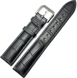 LAnGSHAW 19mm 20mm 21mm 22mm 24mm Leather Clock Watch Strap Band Watch Accessories Metal Buckle Clasp (Band Color : Black, Band Width : 21mm)