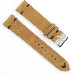 LAnGSHAW Handmade Vintage Leather Watch Band 18mm 20mm 22mm Yellow Green Watchband Stainless Steel Buckle Watch Strap for Watch (Band Color : Yellow Brown-B Wire, Band Width : 18mm)