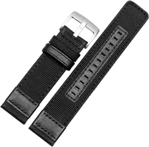 LAnGSHAW Nylon Watchbands Men Sport Strap 20mm 22mm 24mm Black Green Coffee Watch Band Belt Stainless Steel Buckle Clasp Accessories (Band Color : Black Silver Buckle, Band Width : 22mm)