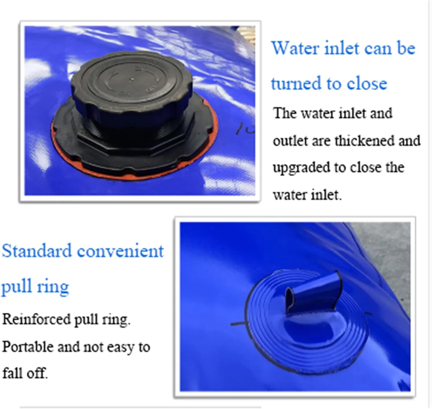 Large-Capacity Water Bag,Leakproof Soft Water Bladder Outdoor Folding Portable Mobile Emergency Water Tank for Fire Fighting Car Washing Bridge Preloading,Blue,1000L/1.5x1x0.7M