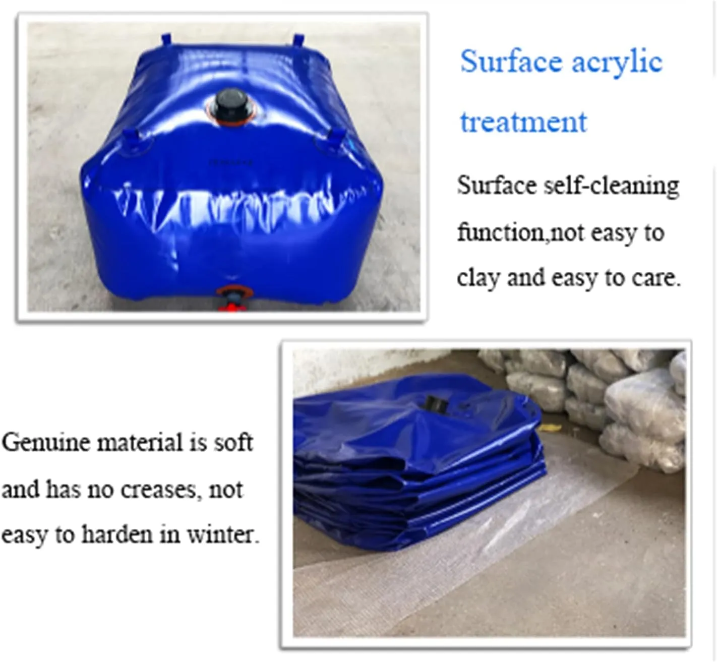 Large-Capacity Water Bag,Leakproof Soft Water Bladder Outdoor Folding Portable Mobile Emergency Water Tank for Fire Fighting Car Washing Bridge Preloading,Blue,1000L/1.5x1x0.7M