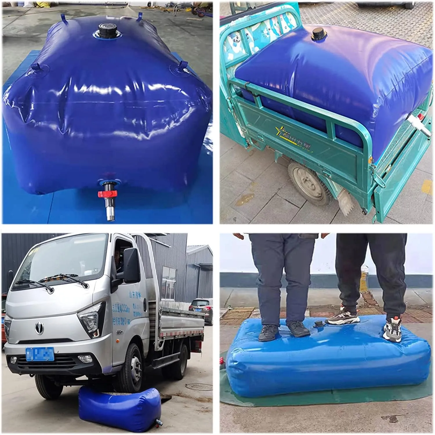 Large-Capacity Water Bag,Leakproof Soft Water Bladder Outdoor Folding Portable Mobile Emergency Water Tank for Fire Fighting Car Washing Bridge Preloading,Blue,1000L/1.5x1x0.7M