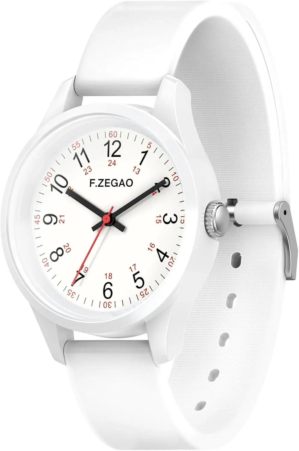 Large Dial Waterproof Watches for Women, Easy Read Simple Nurse Watch with Second Hand, Ladies Watches with Silicone Band for Swimming, 40mm Diameter