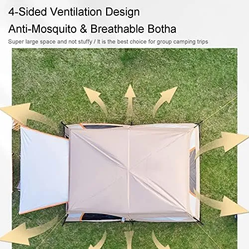 Large Family Tents for Camping 8-12 Person with Living Area, Portable Instant Tent with Removable Rainfly, Waterproof, Big Automatic Tent for Outdoor, 430*305*200cm, Khaki