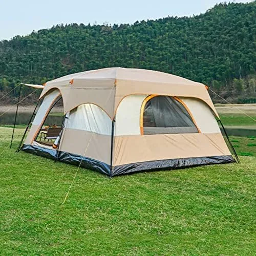 Large Family Tents for Camping 8-12 Person with Living Area, Portable Instant Tent with Removable Rainfly, Waterproof, Big Automatic Tent for Outdoor, 430*305*200cm, Khaki