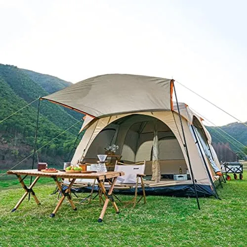 Large Family Tents for Camping 8-12 Person with Living Area, Portable Instant Tent with Removable Rainfly, Waterproof, Big Automatic Tent for Outdoor, 430*305*200cm, Khaki