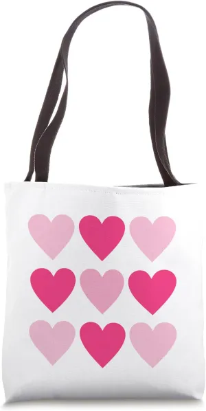 Large Heart Checker Tote Bag