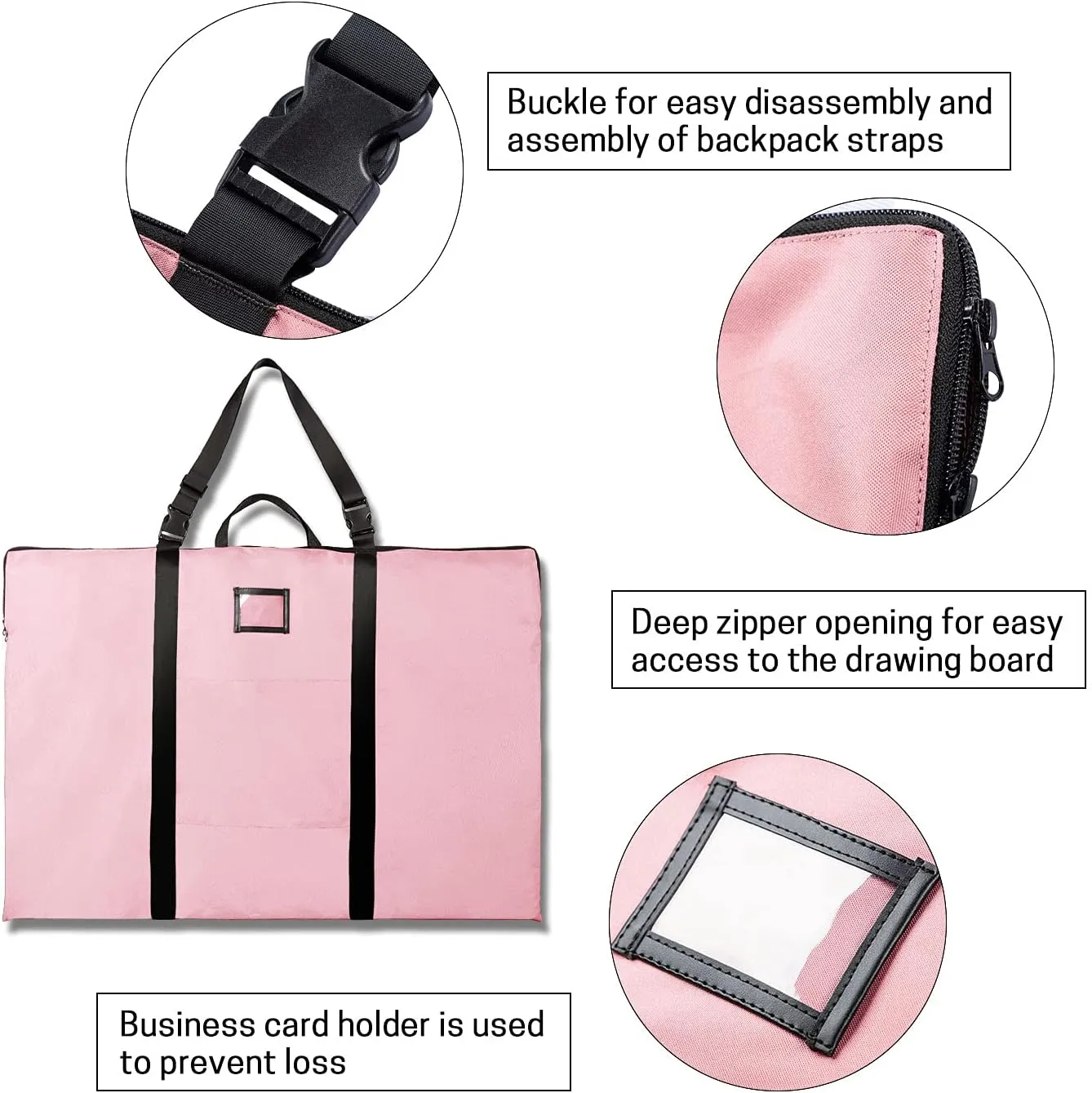 Large Size Art Portfolio Bag with Nylon Shoulder, 24 x 36 inches Light Weight Poster Storage Bag Board Holder with Handle and Zipper for Poster, Sketching and Drawing