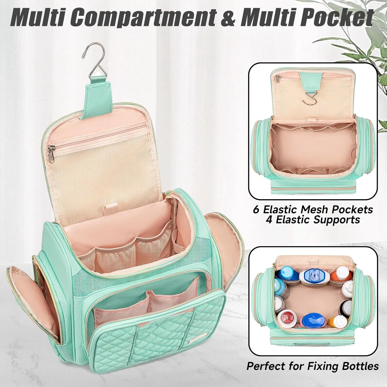 Large Toiletry Bag for Women Men,Bathroom Bag,Water Resistant Makeup Bag,Portable Shower Caddy for College Dorm,Hanging Toiletry Bags for Traveling,Shower Bag with Transparent Waterproof Phone Pocket