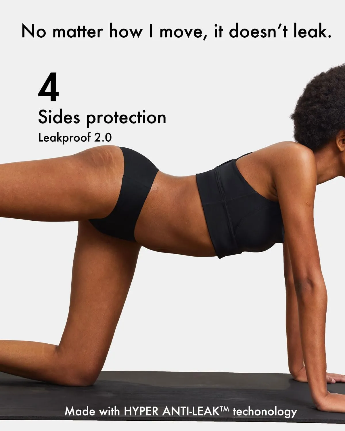 LEAKPROOF2.0 Seamless Bikini Period Underwear for Women | Period Panties Holds 6 Tampons | Mild Incontinence Leak Proof Underwear (S/M, 3-Black)