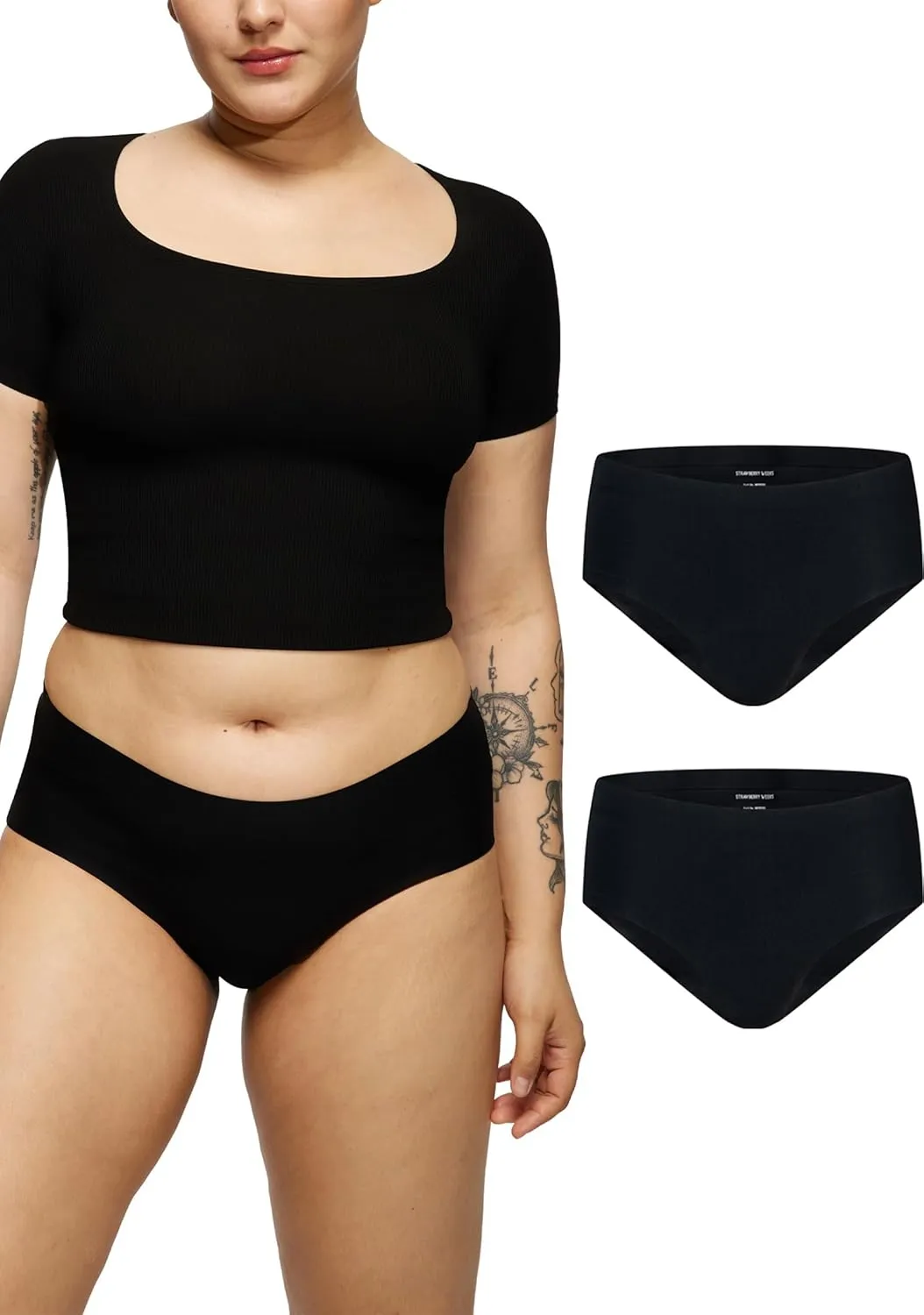 LEAKPROOF2.0 Seamless Brief Incontinence Period Underwear Holds 6 Tampons - Washable Leak Proof (L/XL, 2-Black)
