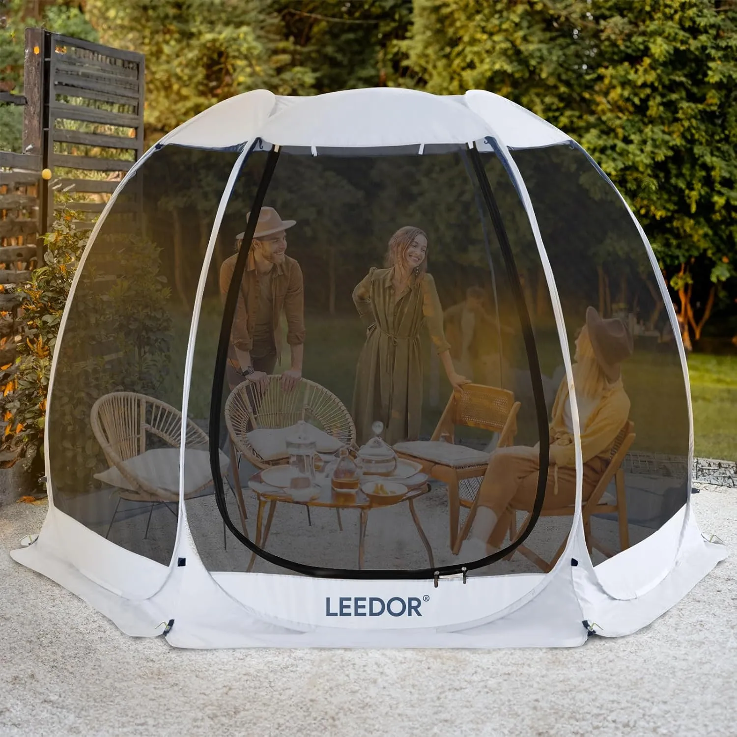 LEEDOR Pop Up Screen House, 6-10-15 Person Outdoor Screen Tent，Camping Screen Room with Carry Bag, Screened Gazebo with Mosquito Netting, Instant UV Resistant Sun Shelter for Garden, Patio, Backyard