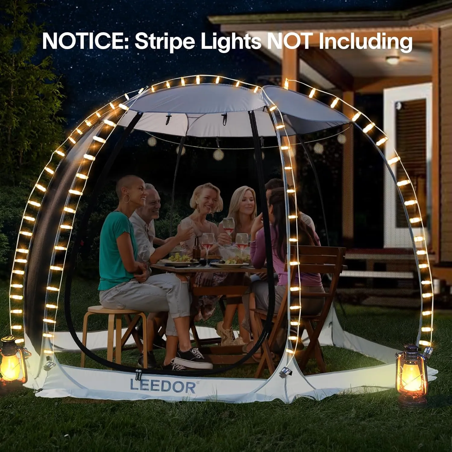 LEEDOR Pop Up Screen House, 6-10-15 Person Outdoor Screen Tent，Camping Screen Room with Carry Bag, Screened Gazebo with Mosquito Netting, Instant UV Resistant Sun Shelter for Garden, Patio, Backyard