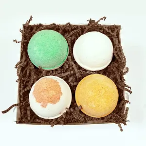 Legends Creek Farm, Goat Milk Bath Bomb Bundle, Shea Butter & Sunflower Oil, Hydrate and Relax, 18 Oz Total (4-Pack) (Oatmeal Milk & Honey, Bergamot Lime, Chamomile Cherry Blossom, Eucalyptus)
