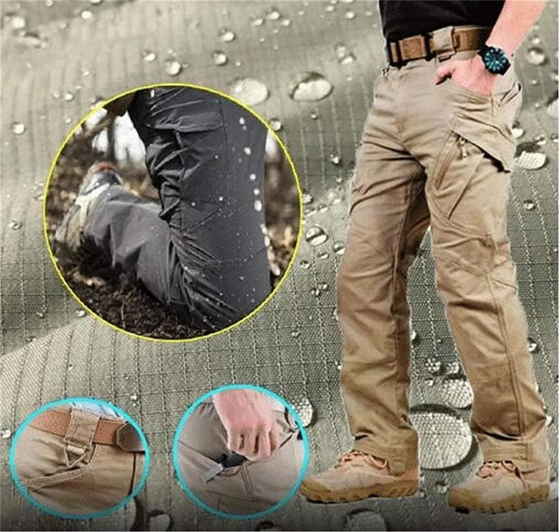 LELEBEAR 2021 Upgraded Tactical Waterproof Pants, Mens Waterproof Hiking Tactical Trousers for Combat Outdoor Hiking