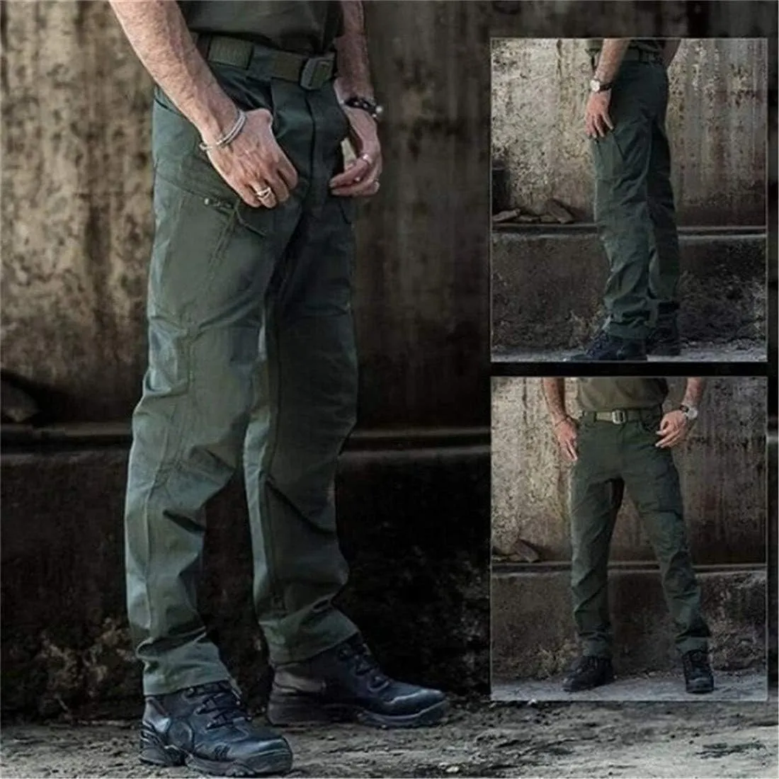 LELEBEAR 2021 Upgraded Tactical Waterproof Pants, Mens Waterproof Hiking Tactical Trousers for Combat Outdoor Hiking