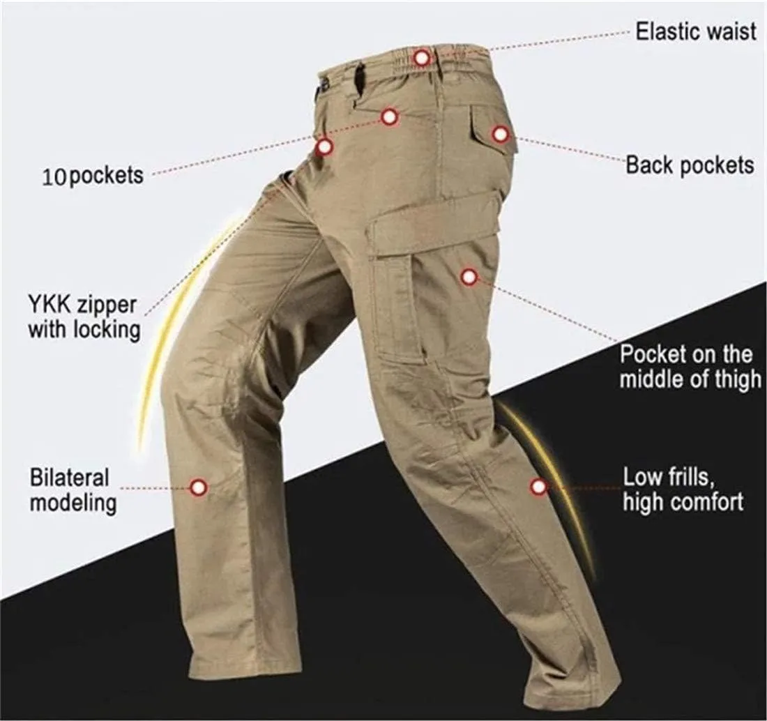 LELEBEAR 2021 Upgraded Tactical Waterproof Pants, Mens Waterproof Hiking Tactical Trousers for Combat Outdoor Hiking