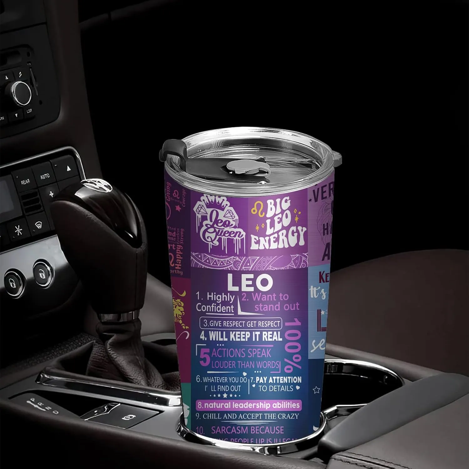 Leo Gifts for Women,Leo Birthday Gifts, Zodiac Leo Tumbler, Astrology Gothic Witchy Gifts, Constellation Insulated Tumbler With Lid Straw Purple Coffee Mug 20 OZ