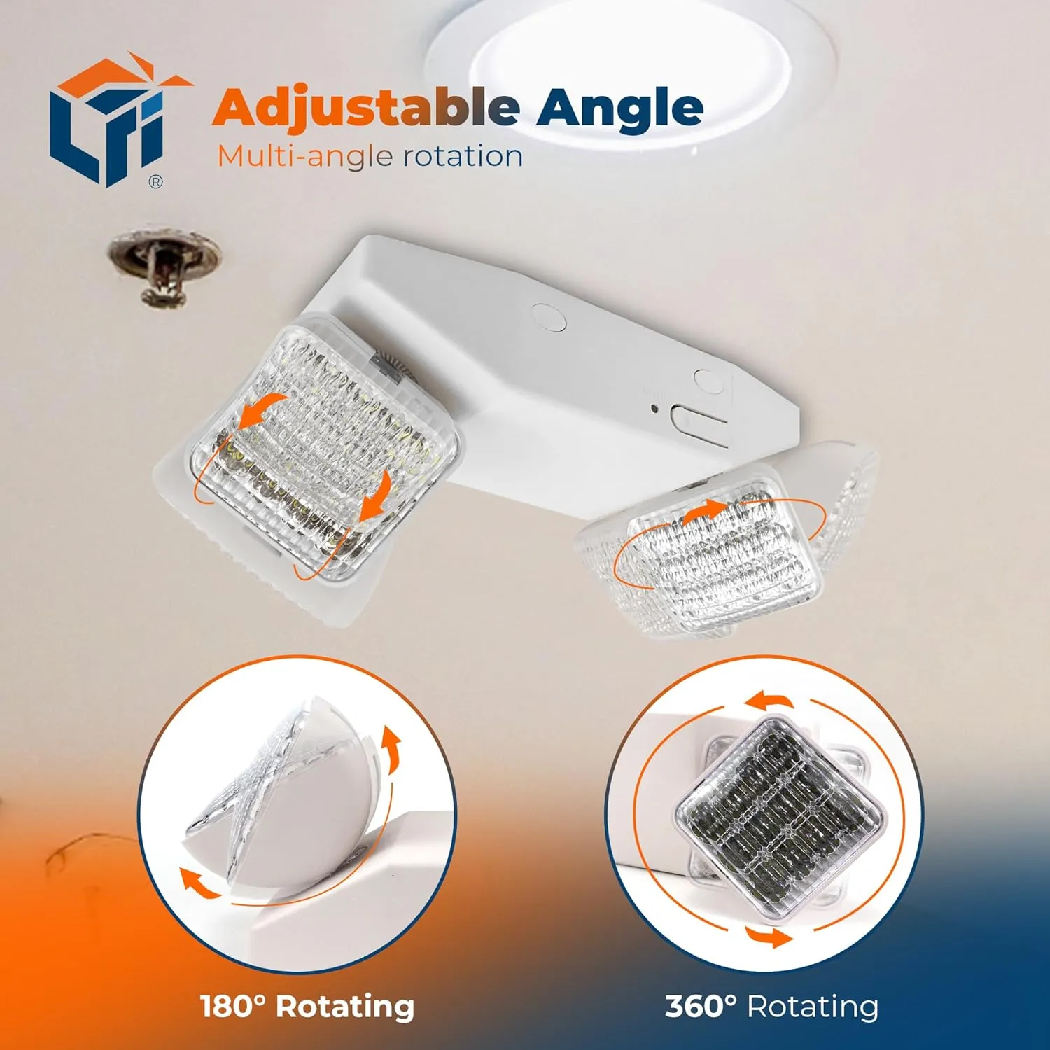 LFI Lights - UL Certified - Hardwired LED Standard Emergency Light - Square Head - EL2WBB