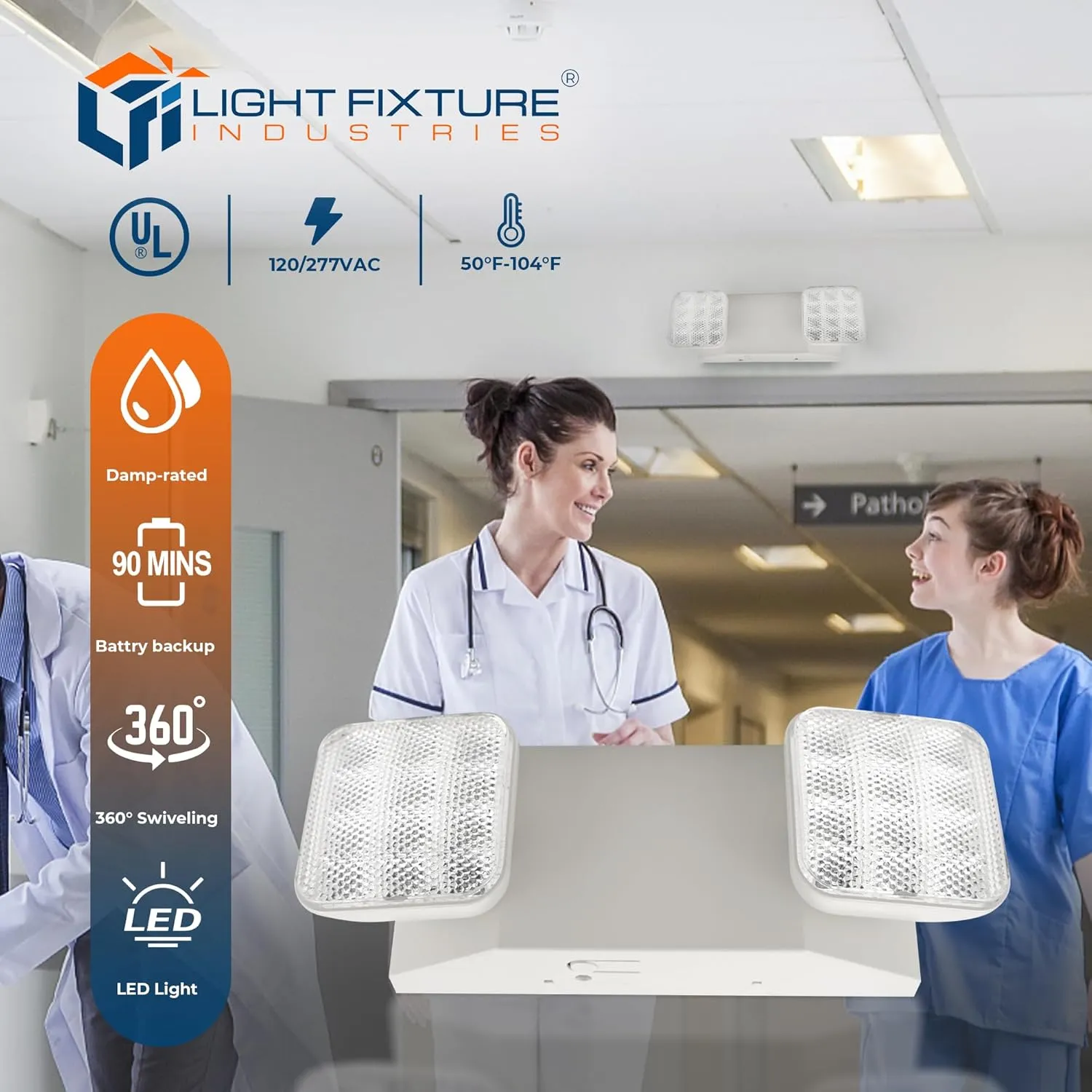LFI Lights - UL Certified - Hardwired LED Standard Emergency Light - Square Head - EL2WBB