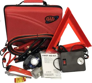Lifeline AAA 4365AAA Destination Road, 68 Piece Emergency Car Tire Inflator, Jumper Cables, Headlamp, Warning Triangle and First Aid Kit