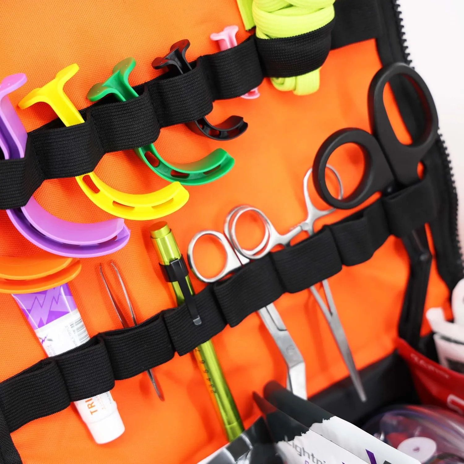 Lightning X Custom Embroidered Trauma Kit & Large EMT Bag w/ 250  First Aid Supplies & Customized Name Patch | Orange