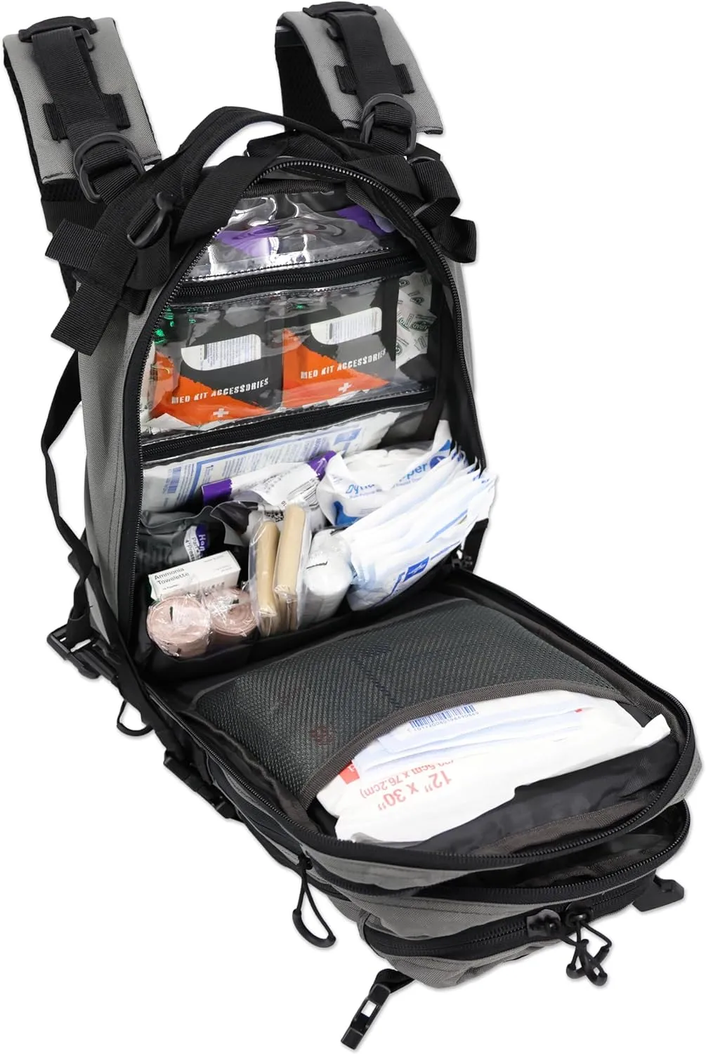 Lightning X Stocked EMS/EMT Trauma & Bleeding First Aid Responder Medical Backpack   Kit (Grey)