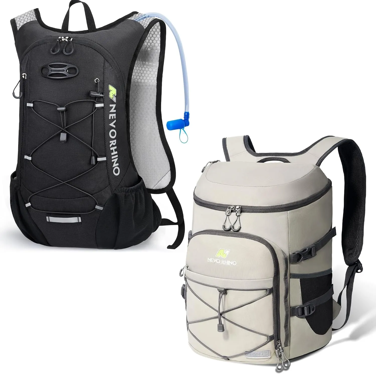 Lightweight Hydration with 2L Water Bladder & 36can Insulated Cooler Backpack Bundle, Waterproof, Ideal for Hiking, Cycling, Camping, Travel, and Day Trips