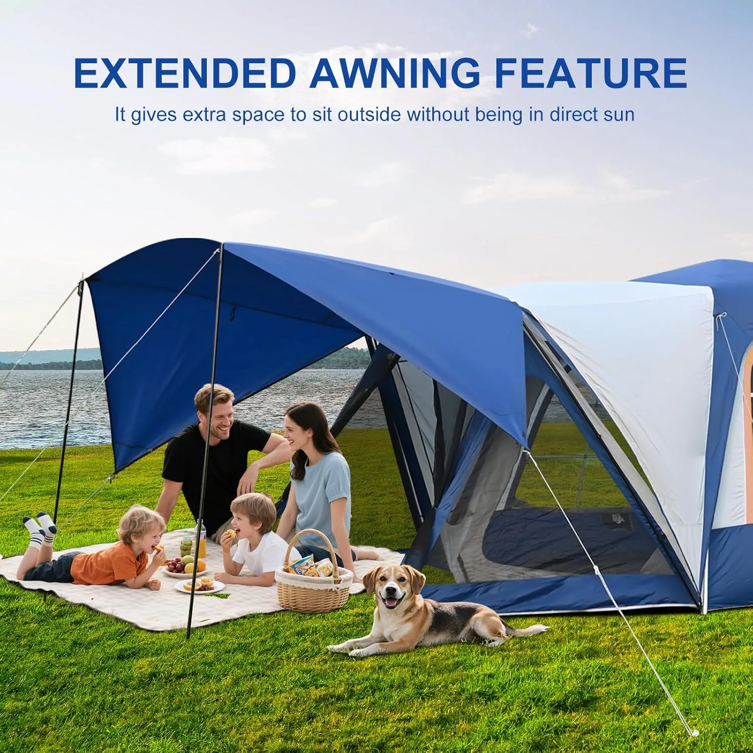 LILYPELLE SUV Tent for Camping, 4-6 Person Inflatable Tents for Camping with Large Awning, PU 3000mm Waterproof Oxford Portable Tailgate Blow Up Tent for SUV Car Jeep, 9.8FT L x 8.2FT W x 6.9FT H