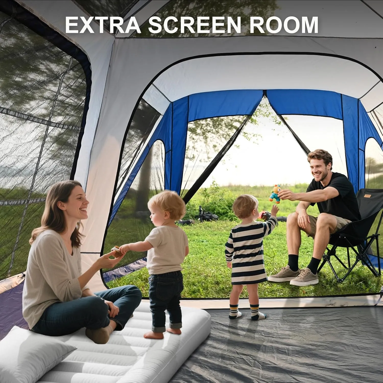 LILYPELLE SUV Tent for Camping, 4-6 Person Inflatable Tents for Camping with Large Awning, PU 3000mm Waterproof Oxford Portable Tailgate Blow Up Tent for SUV Car Jeep, 9.8FT L x 8.2FT W x 6.9FT H