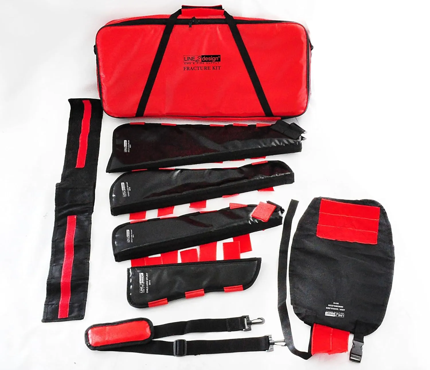 LINE2design EMT Paramedic Medical Fracture Splint Kit - Complete Emergency Fracture Care Immobilizer Child Mobility Splint Adult Traction Splint, Arm Leg and Shoulder Splints