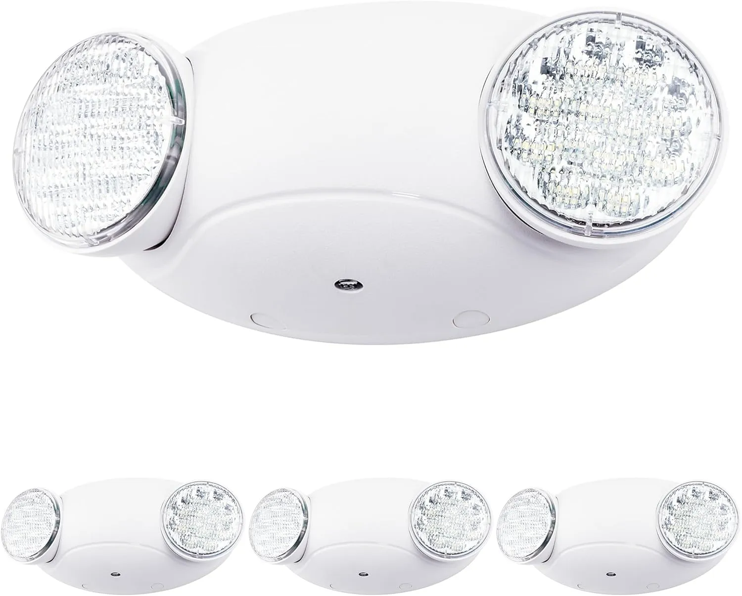 LIT-PaTH LED Emergency Lighting Fixtures with 2 LED Bug Eye Heads and Back Up Batteries- US Standard Exit Light, UL 924 and CEC Qualified, 120/277 Voltage, White, 4-Pack