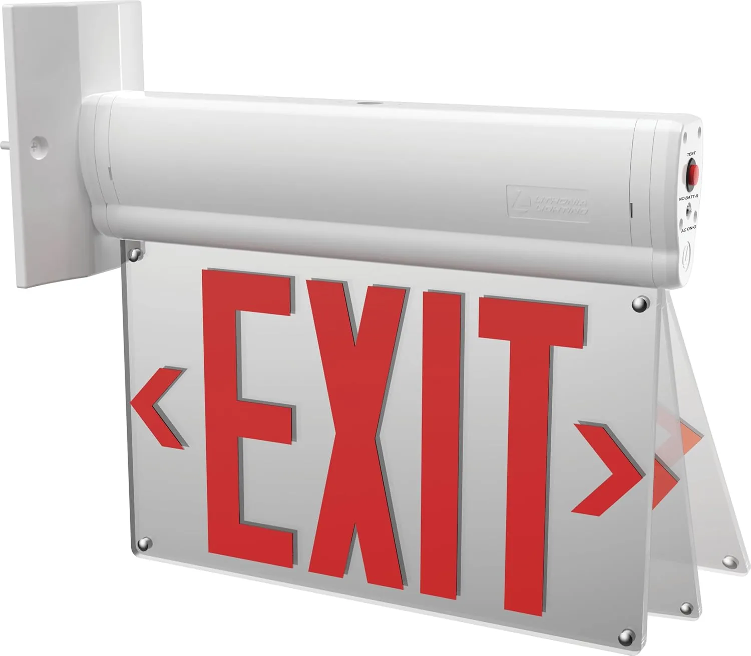 Lithonia Lighting Basics Edge-lit LED Exit Sign with Red Letters, Universal Mount Emergency Exit Only Sign, Ni-Cad Battery Backup (BE W R UM M2)