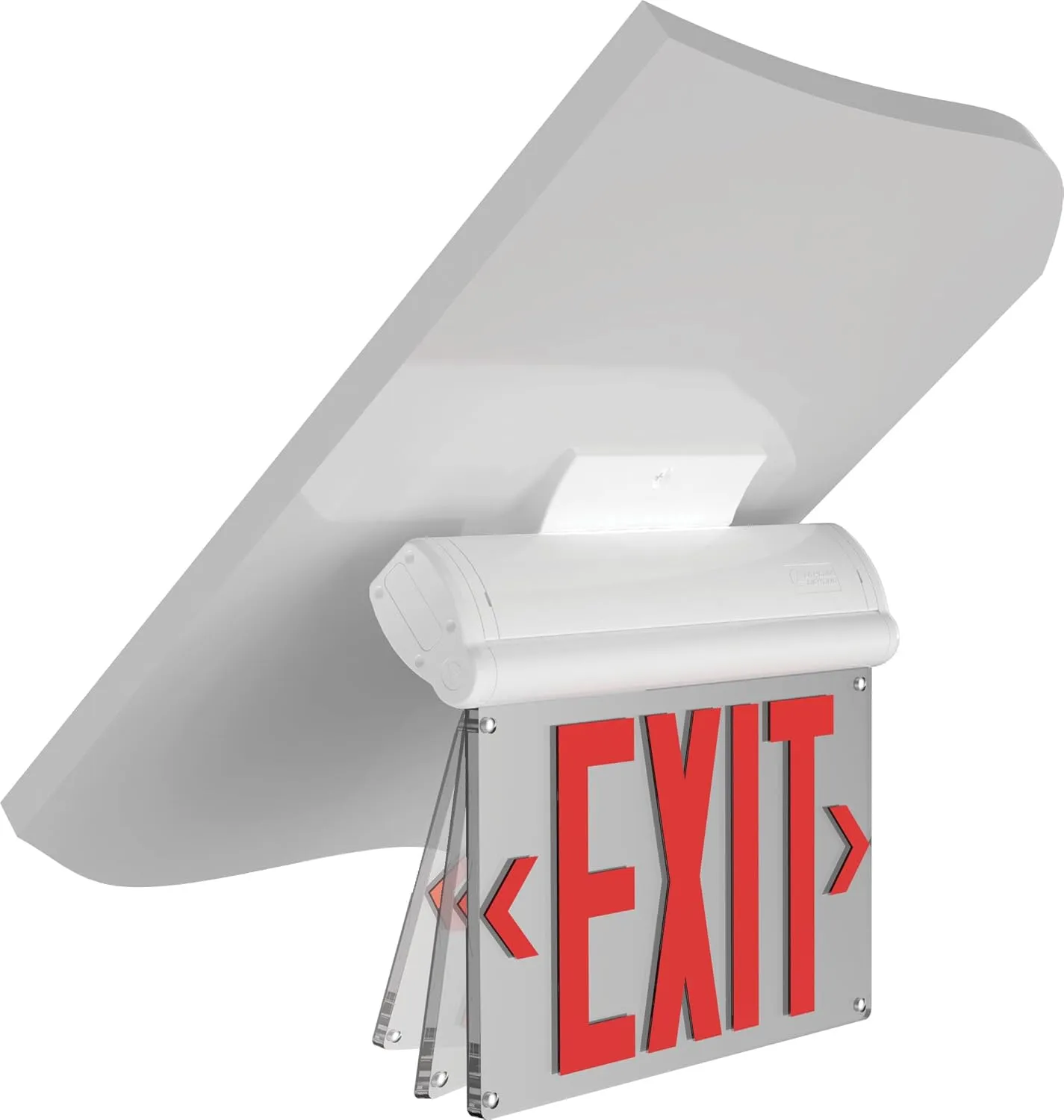 Lithonia Lighting Basics Edge-lit LED Exit Sign with Red Letters, Universal Mount Emergency Exit Only Sign, Ni-Cad Battery Backup (BE W R UM M2)