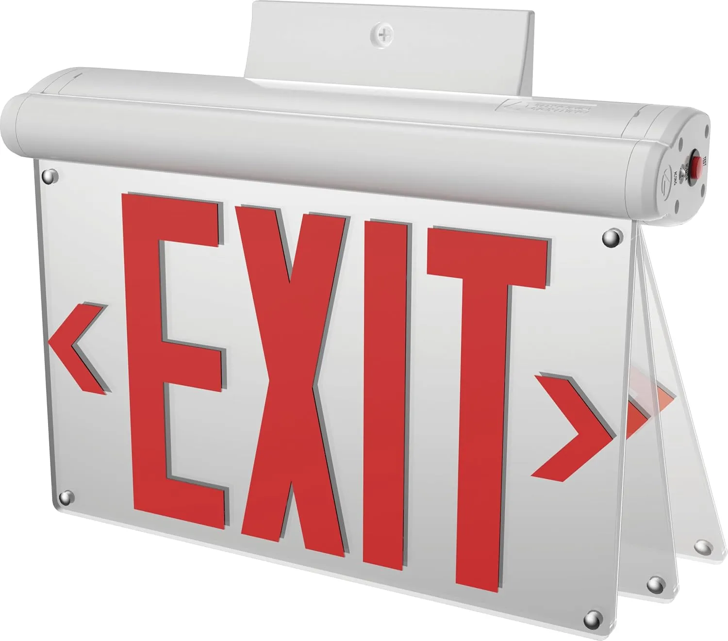 Lithonia Lighting Basics Edge-lit LED Exit Sign with Red Letters, Universal Mount Emergency Exit Only Sign, Ni-Cad Battery Backup (BE W R UM M2)