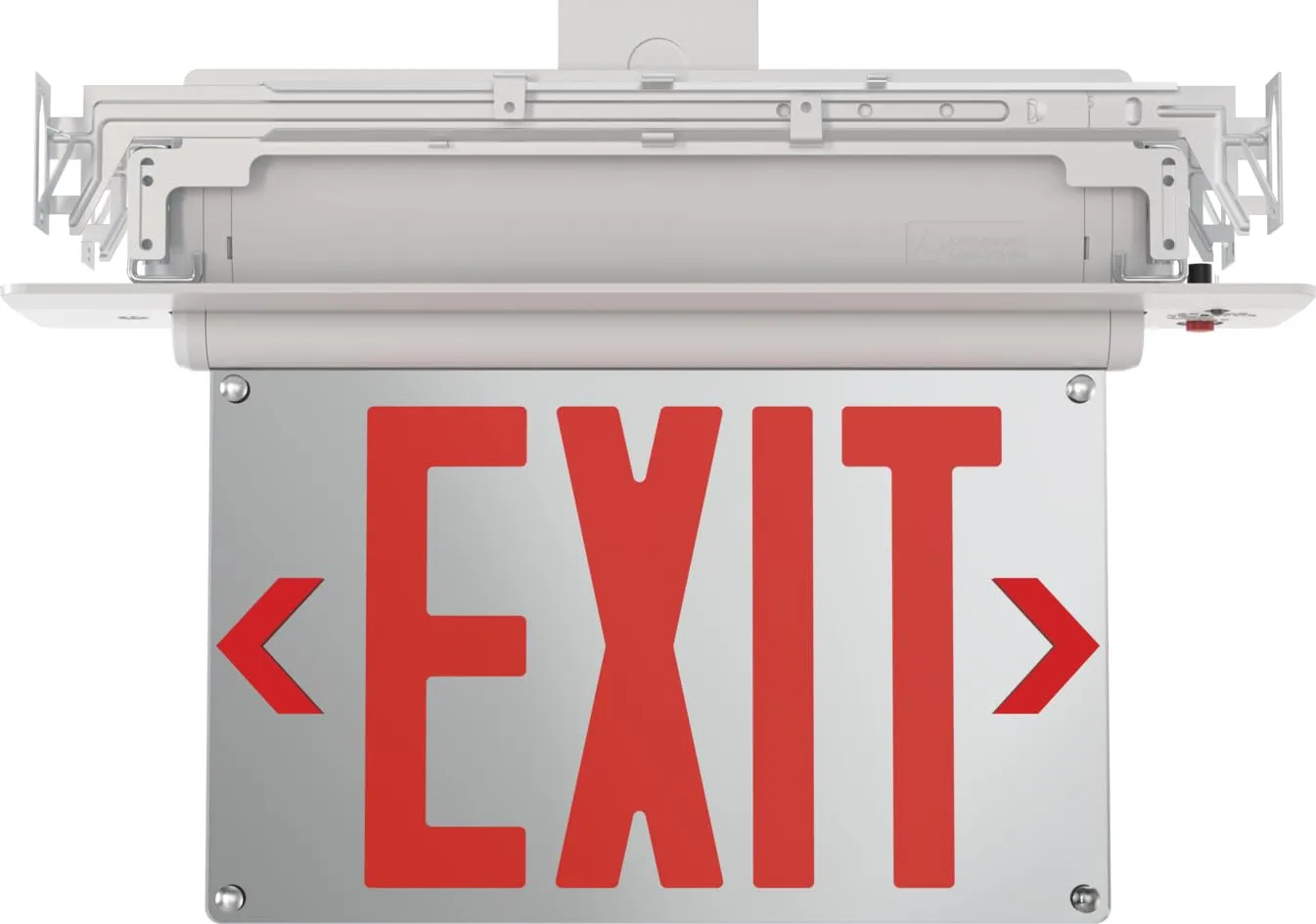 Lithonia Lighting Basics Edge-lit LED Exit Sign with Red Letters, Universal Mount Emergency Exit Only Sign, Ni-Cad Battery Backup (BE W R UM M2)