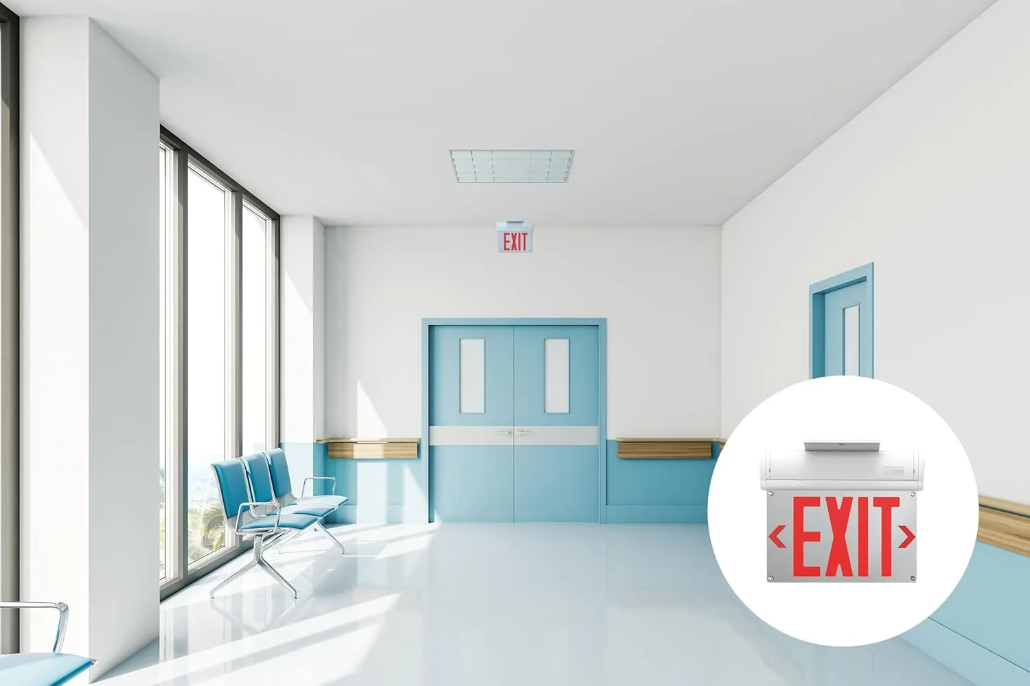 Lithonia Lighting Basics Edge-lit LED Exit Sign with Red Letters, Universal Mount Emergency Exit Only Sign, Ni-Cad Battery Backup (BE W R UM M2)