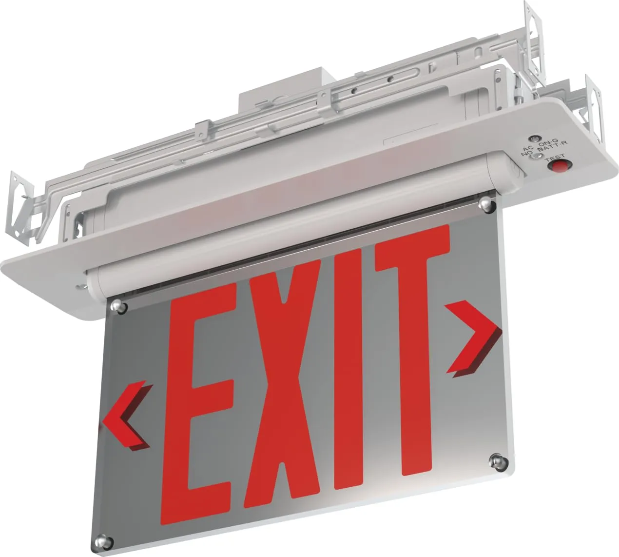 Lithonia Lighting Basics Edge-lit LED Exit Sign with Red Letters, Universal Mount Emergency Exit Only Sign, Ni-Cad Battery Backup (BE W R UM M2)